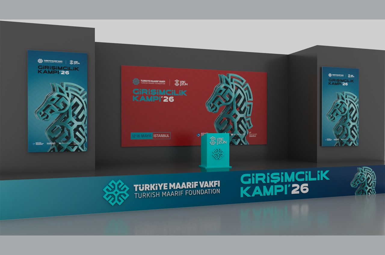 Türkiye Maarif Vakfı Girişimcilik Kampı ’26 kimlik ve sahne tasarımı