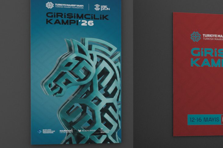 Türkiye Maarif Vakfı Girişimcilik Kampı ’26 kimlik ve sahne tasarımı